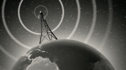 stock-footage-an-old-fashioned-graphic-of-an-antenna-transmitting-a-signal-around-the-world-with-audio